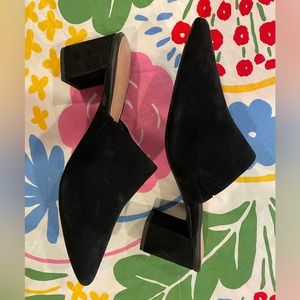 TARYN ROSE Madisson Black Suede Pointed Toe Heeled Mules Size 11